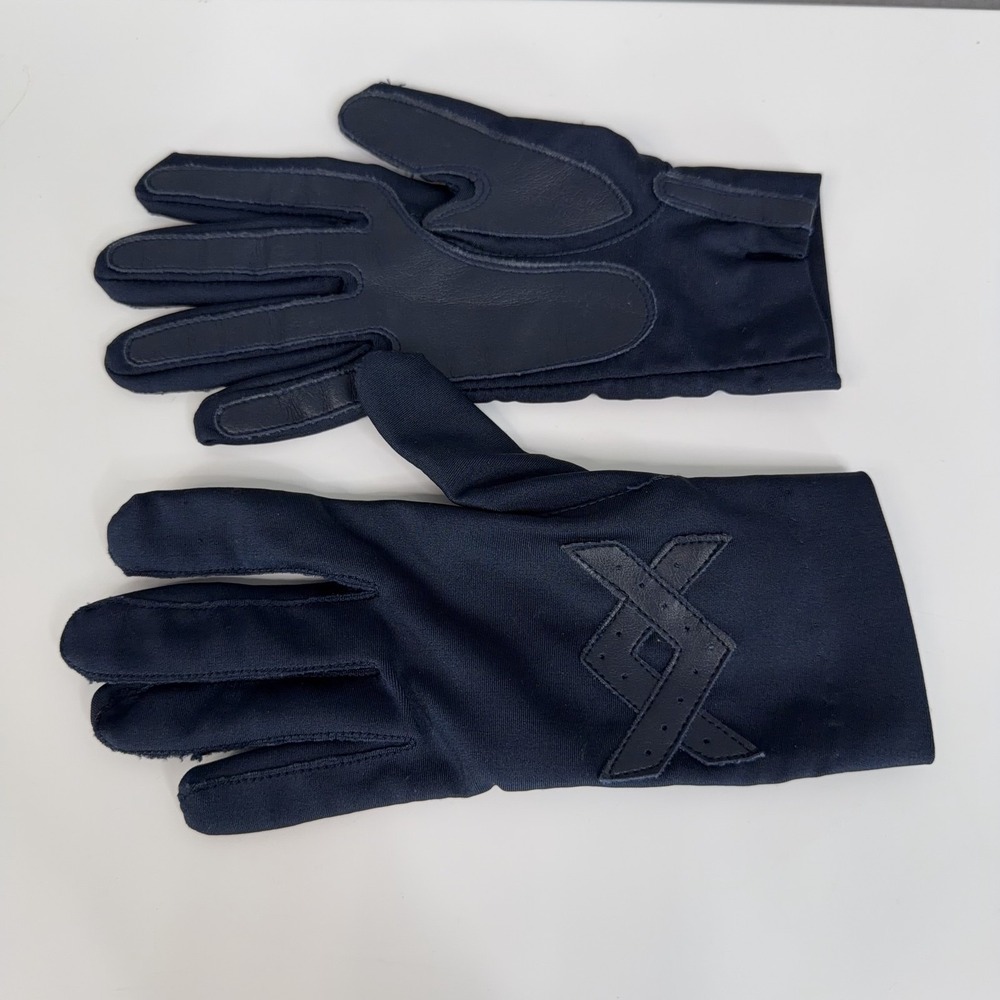 Vintage Gloves Womens One Size Blue Lightweight Nylon Spandex Palm Grip Winter